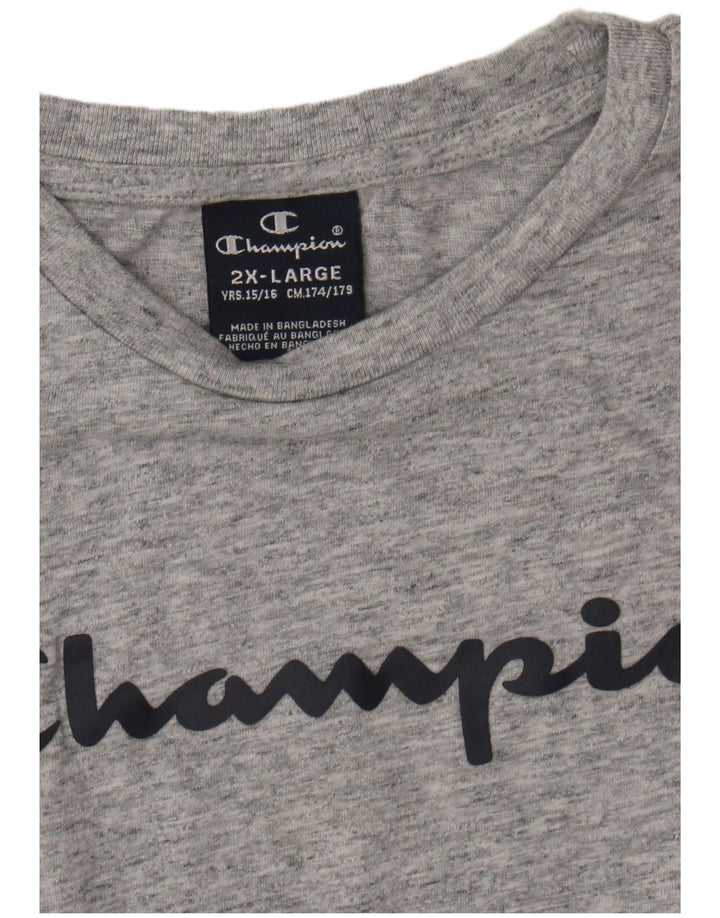 CHAMPION Boys Graphic Top Long Sleeve 15-16 Years 2XL Grey