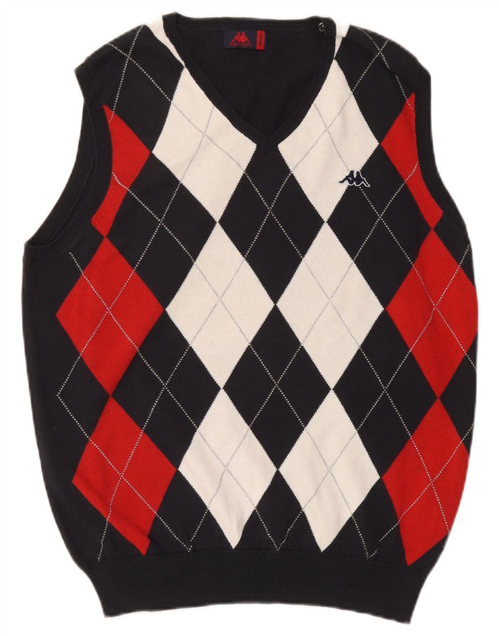 Kappa muški prsluk bez rukava UK 14 Srednje tamnoplava Argyle/Diamond Cotton