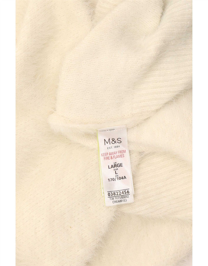 Marks & Spencer ženski džemper s V-izrezom UK 16 Large Off White
