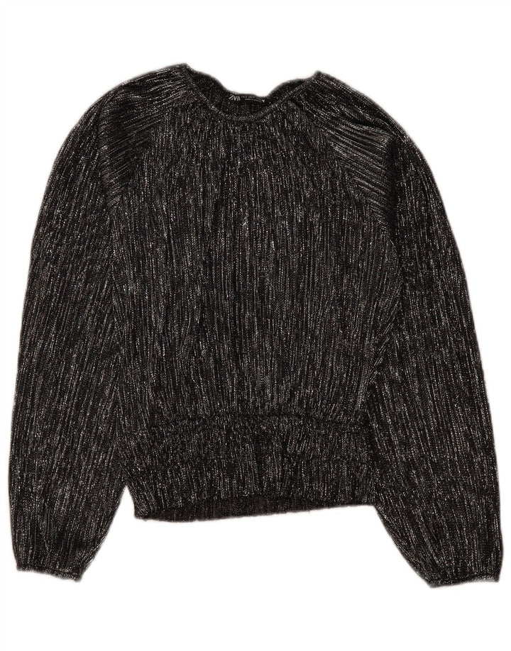 ZARA ženski gornji dio bluze prekomjernih dugih rukava UK 10 na male crne pruge