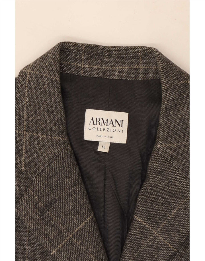 Armani Collezioni Ženska jakna sa 3 gumba IT 50 XL Siva karirana vuna