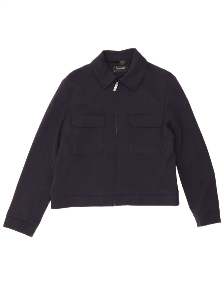 MARKS & SPENCER Ženska bomber jakna s autogramom UK 12 srednje tamnoplava vuna