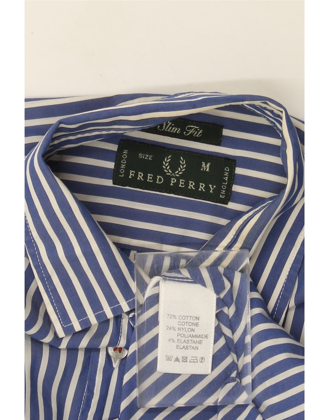Fred Perry muška uska košulja srednje plave pruge, pamuk