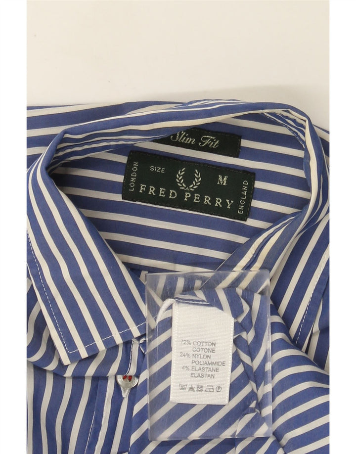 Fred Perry muška uska košulja srednje plave pruge, pamuk