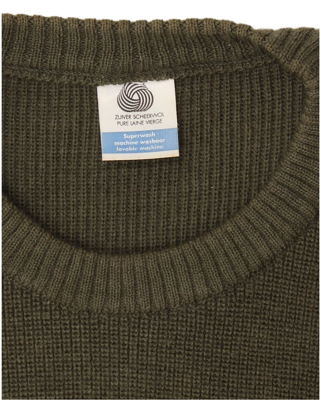 VINTAGE muški vojni džemper s okruglim izrezom, veliki kaki vuneni džemper