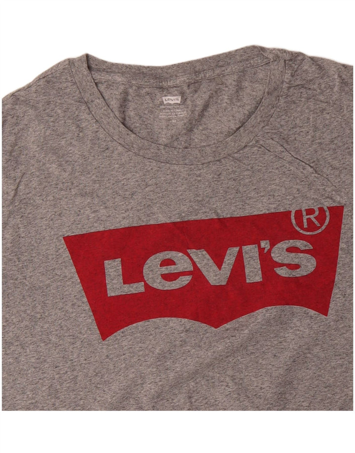 LEVI'S Ženska majica kratkih rukava s grafičkim motivima UK 22 3XL sivi flekasti pamuk