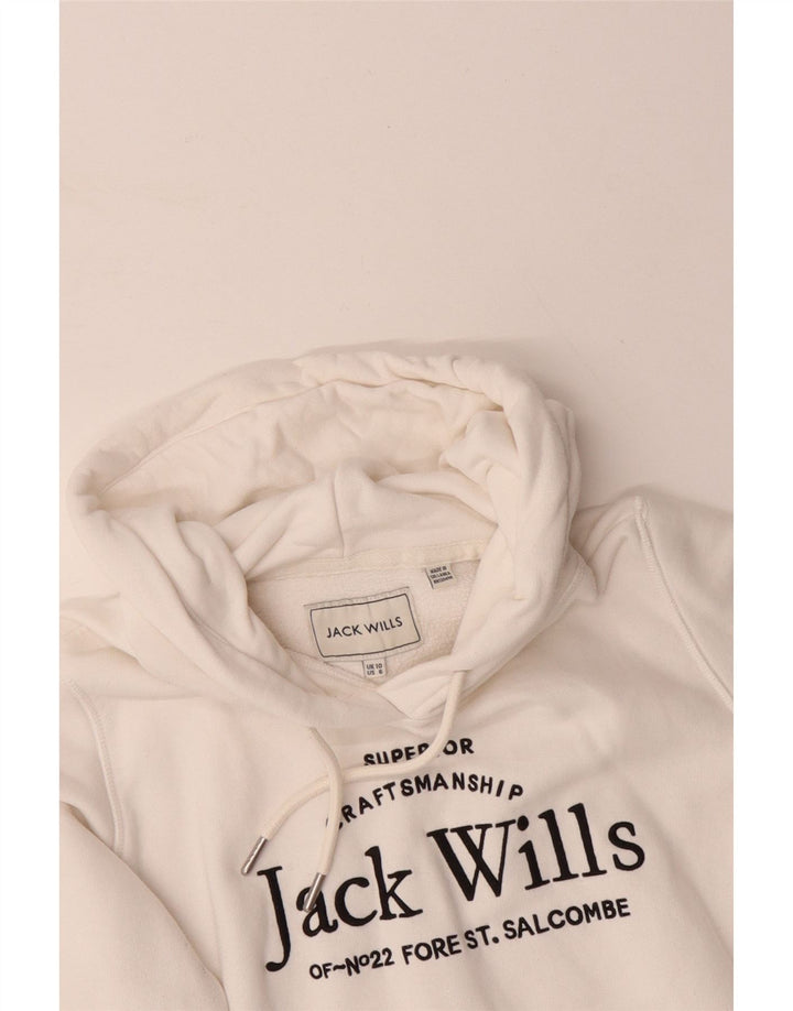 JACK WILLS Ženska prekomjerna majica s kapuljačom s grafičkim motivima UK 10 Mali bijeli pamuk