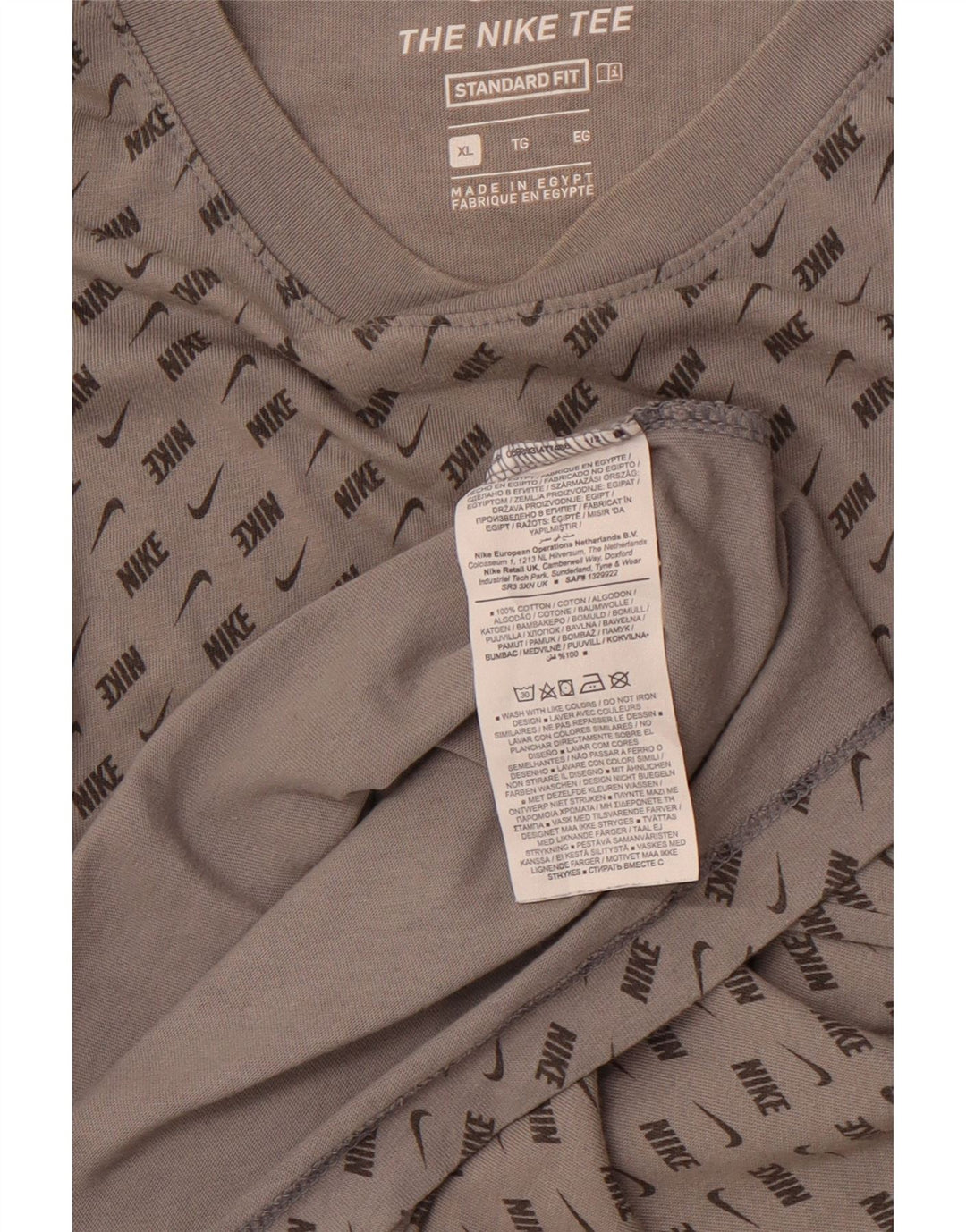 NIKE Muška majica kratkih rukava standardnog kroja XL siva, pamuk u blokovima boja