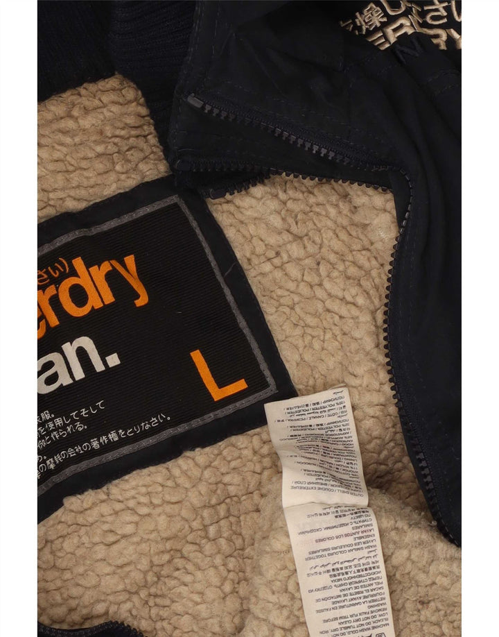 Superdry ženska jakna parka s kapuljačom UK 14 veliki tamnoplavi poliester