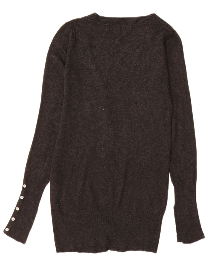 ZARA ženski dugi kardigan pulover UK 10 Small Gray Rayon