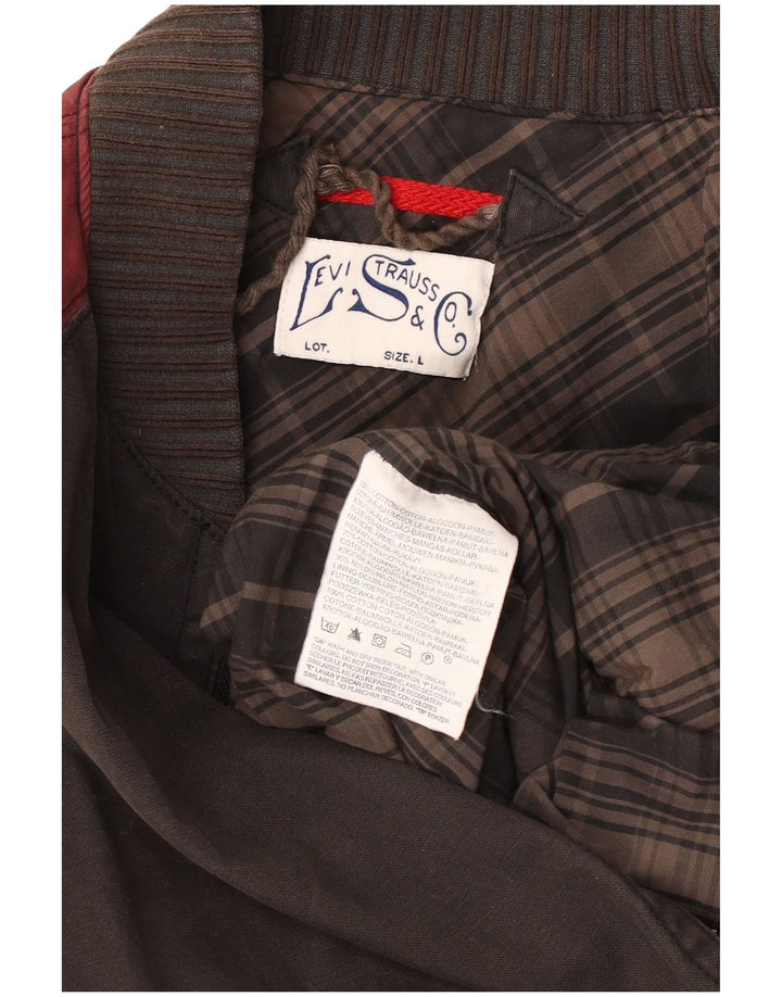 LEVI'S muška bomber jakna UK 40 Veliki smeđi pamuk u blokovima boja
