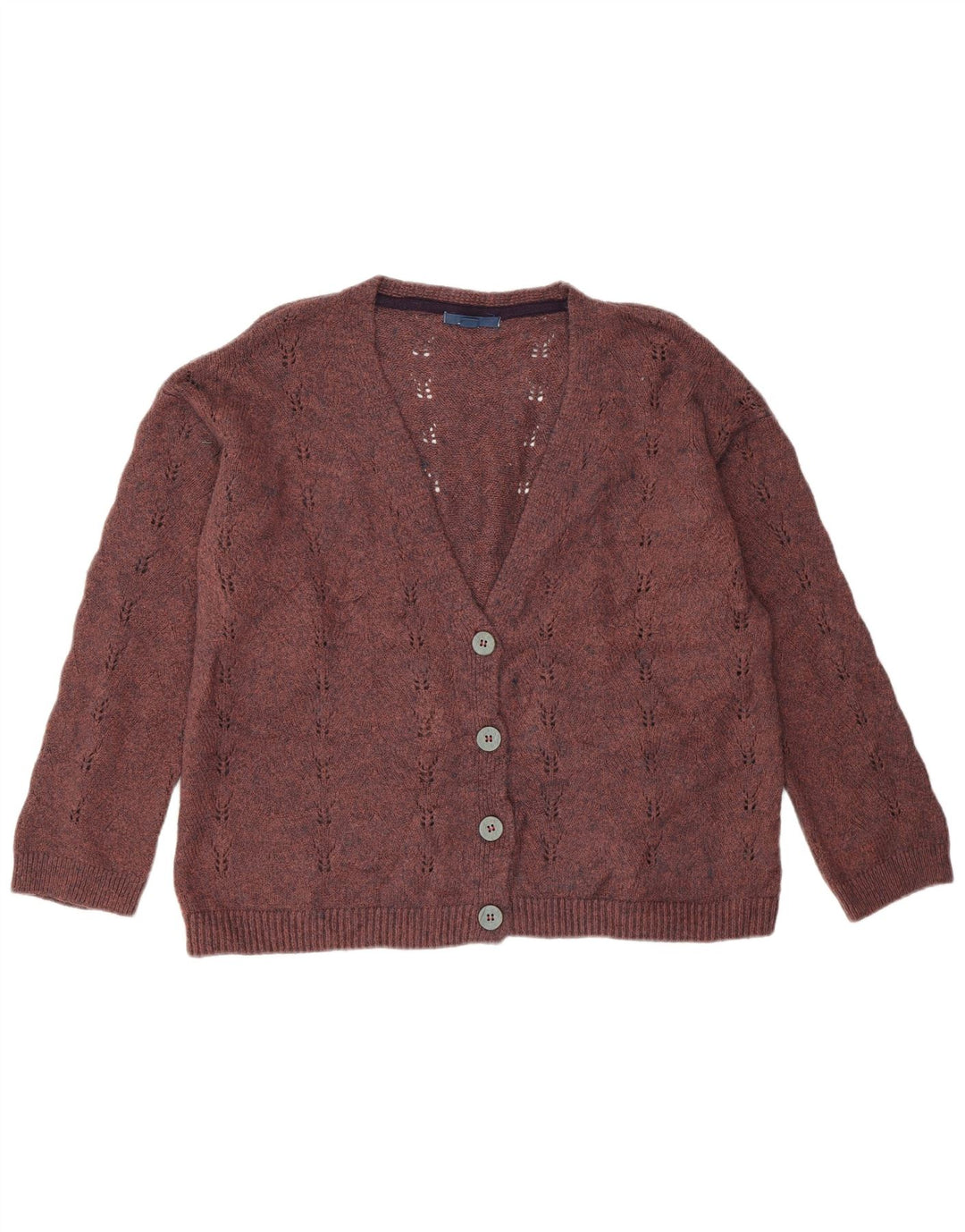 Bijeli ženski džemper slobodnog kroja UK 14 Srednje kestenjasti akril