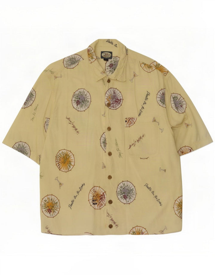 Tommy Bahama muška košulja kratkih rukava s apstraktnim uzorkom Srednje žuta plaža