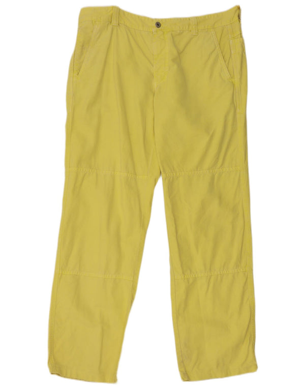 Murphy & Nye Mens Straight Casual Trousers W38 L32 Yellow Cotton