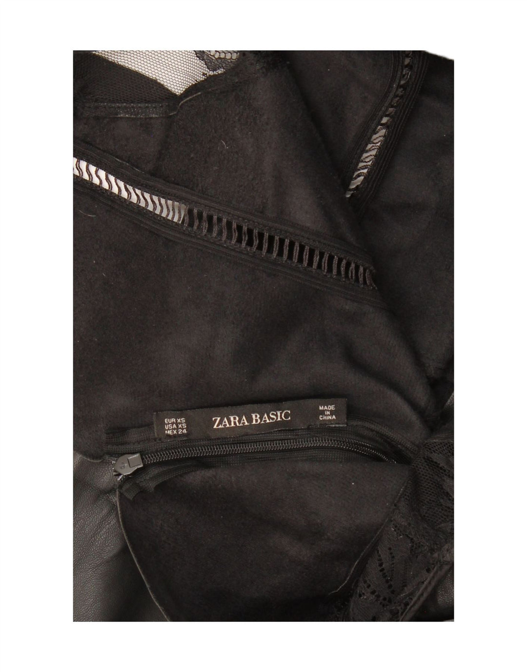 ZARA ženska kožna plašt haljina bez rukava UK 4 XS crna