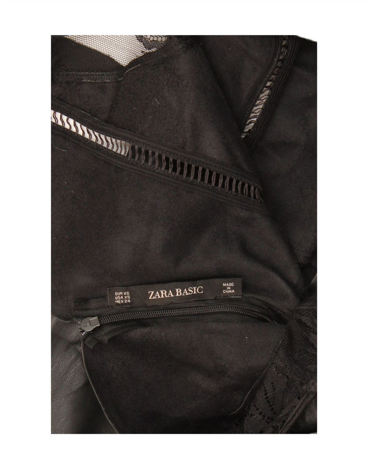 ZARA ženska kožna plašt haljina bez rukava UK 4 XS crna