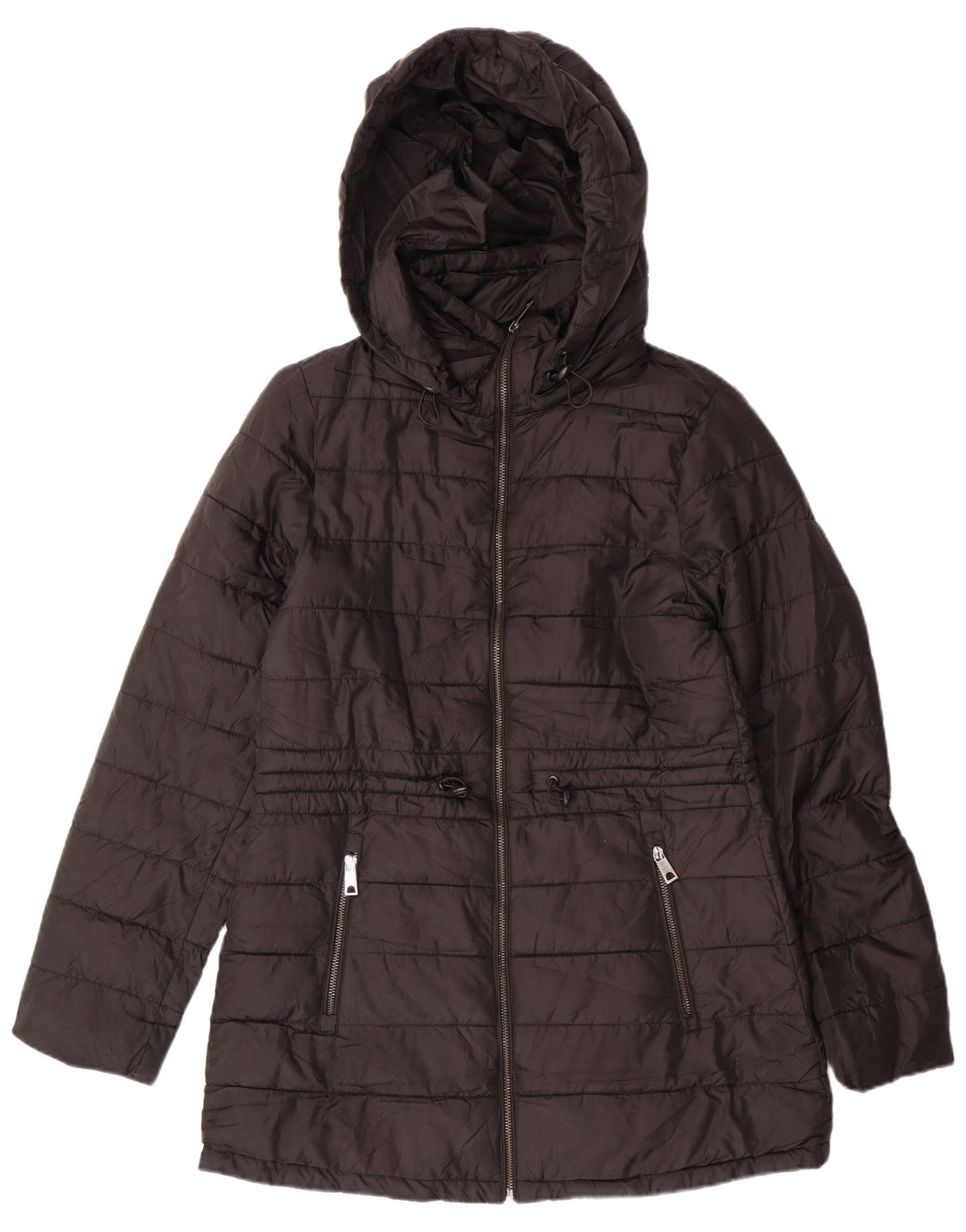 ZARA ženska podstavljena jakna s kapuljačom UK 10, mali crni poliester