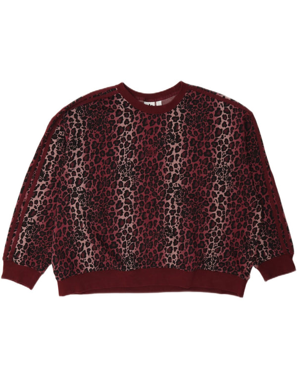 Adidas ženska majica prekomjerne veličine UK 22 3XL tamnocrveni životinjski print