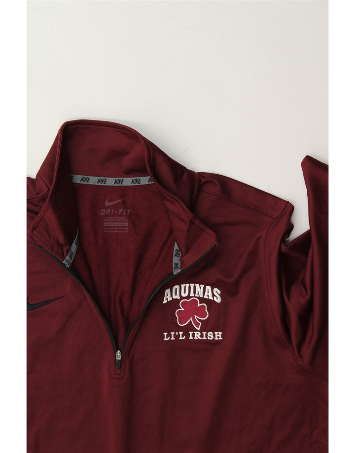 NIKE Mens Dri Fit Graphic Zip Neck Pullover Tracksuit Top Large Burgundy Vintage Nike and Second-Hand Nike from Messina Hembry 