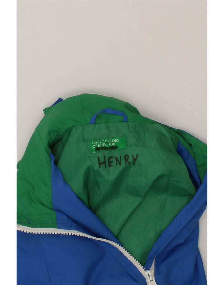 BENETTON Boys Hooded Rain Jacket 3-4 Years Blue Vintage Benetton and Second-Hand Benetton from Messina Hembry 
