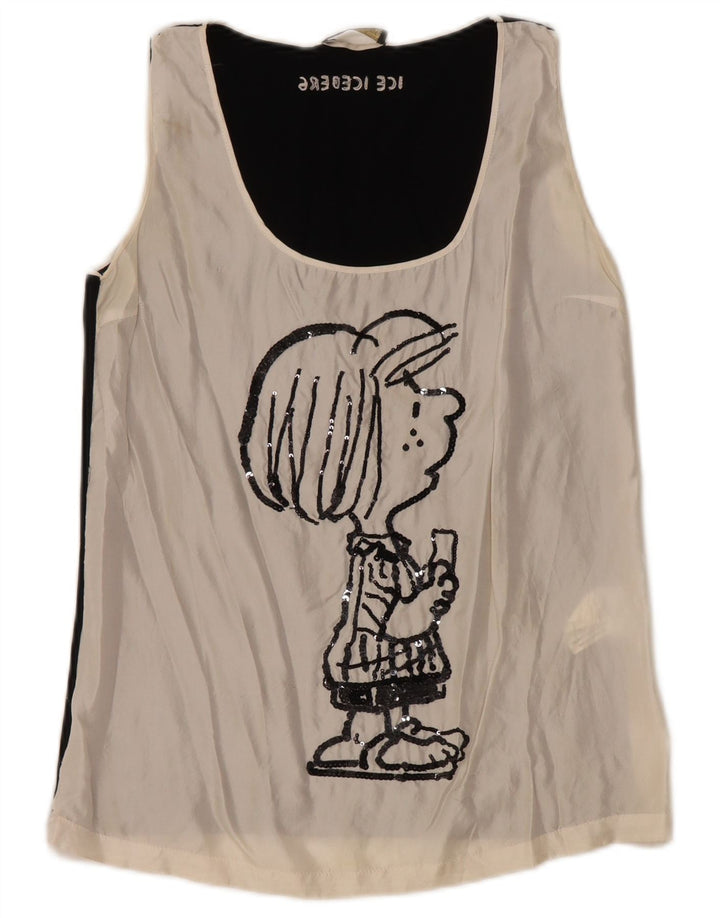 ICEBERG gornji dio ženske grafičke bluze UK 8 Small Off White Colourblock