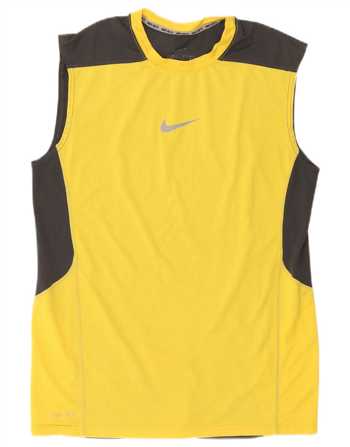 Nike Dri Fit Vest Top Small Yellow Colourblock Poliester
