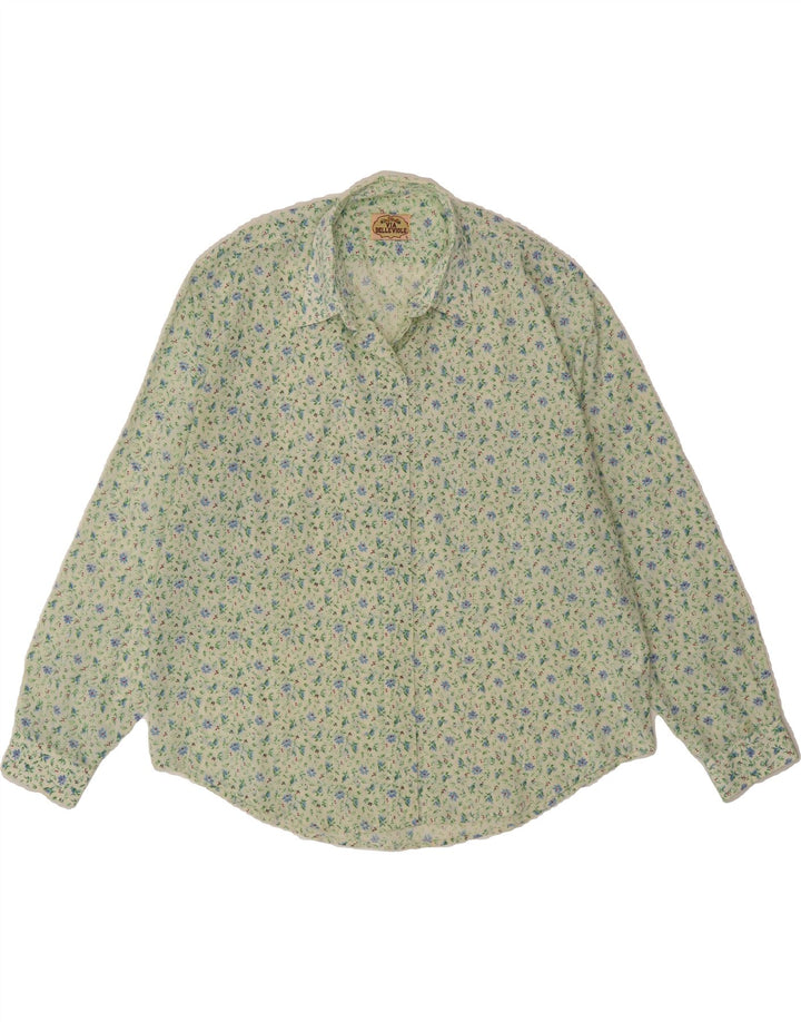 VINTAGE Womens Shirt UK 16 Large Green Floral Polyester Vintage Vintage and Second-Hand Vintage from Messina Hembry 
