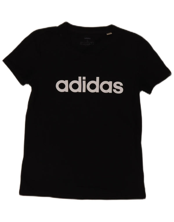 Adidas Womens Graphic T-Shirt Top UK 8/10 Small Black Cotton