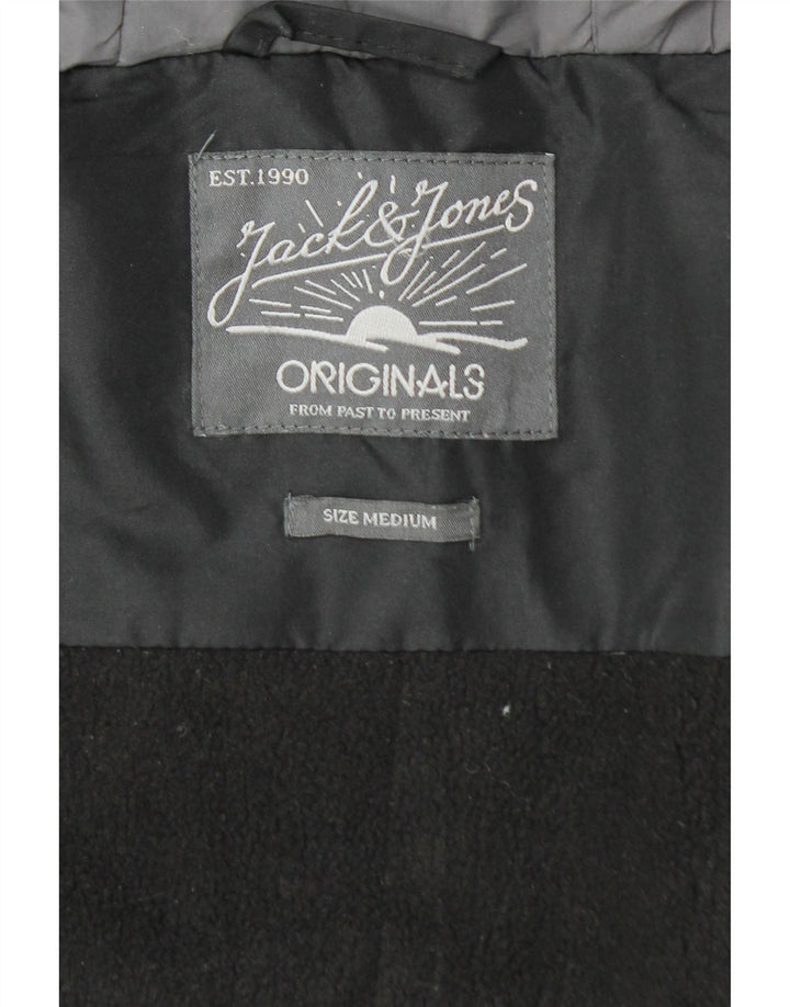 JACK & JONES Mens Hooded Windbreaker Jacket UK 38 Medium Black Vintage Jack & Jones and Second-Hand Jack & Jones from Messina Hembry 