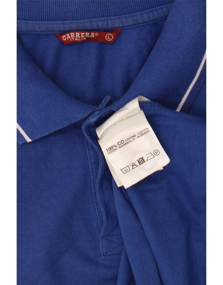 CARRERA Mens Polo Shirt Large Navy Blue Cotton