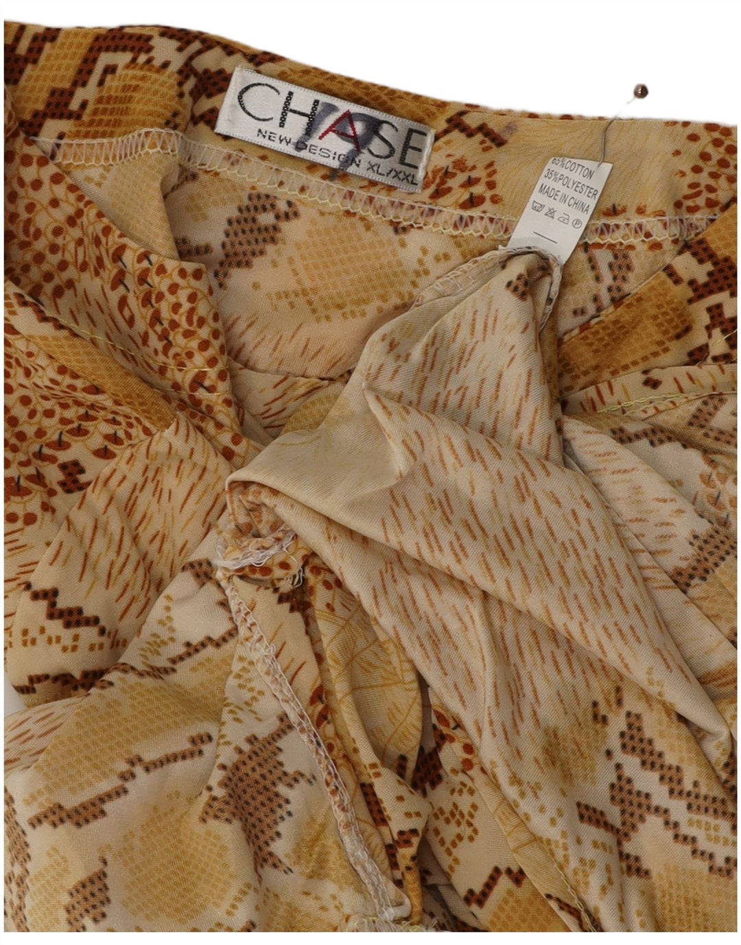 VINTAGE ženska majica dugih rukava UK 18 XL bež pamuk s životinjskim printom