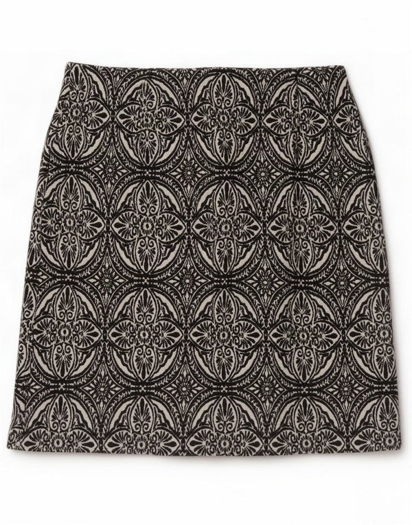 Ženska mini suknja Marks & Spencer UK 12 Srednja W30 crni poliester s paisley