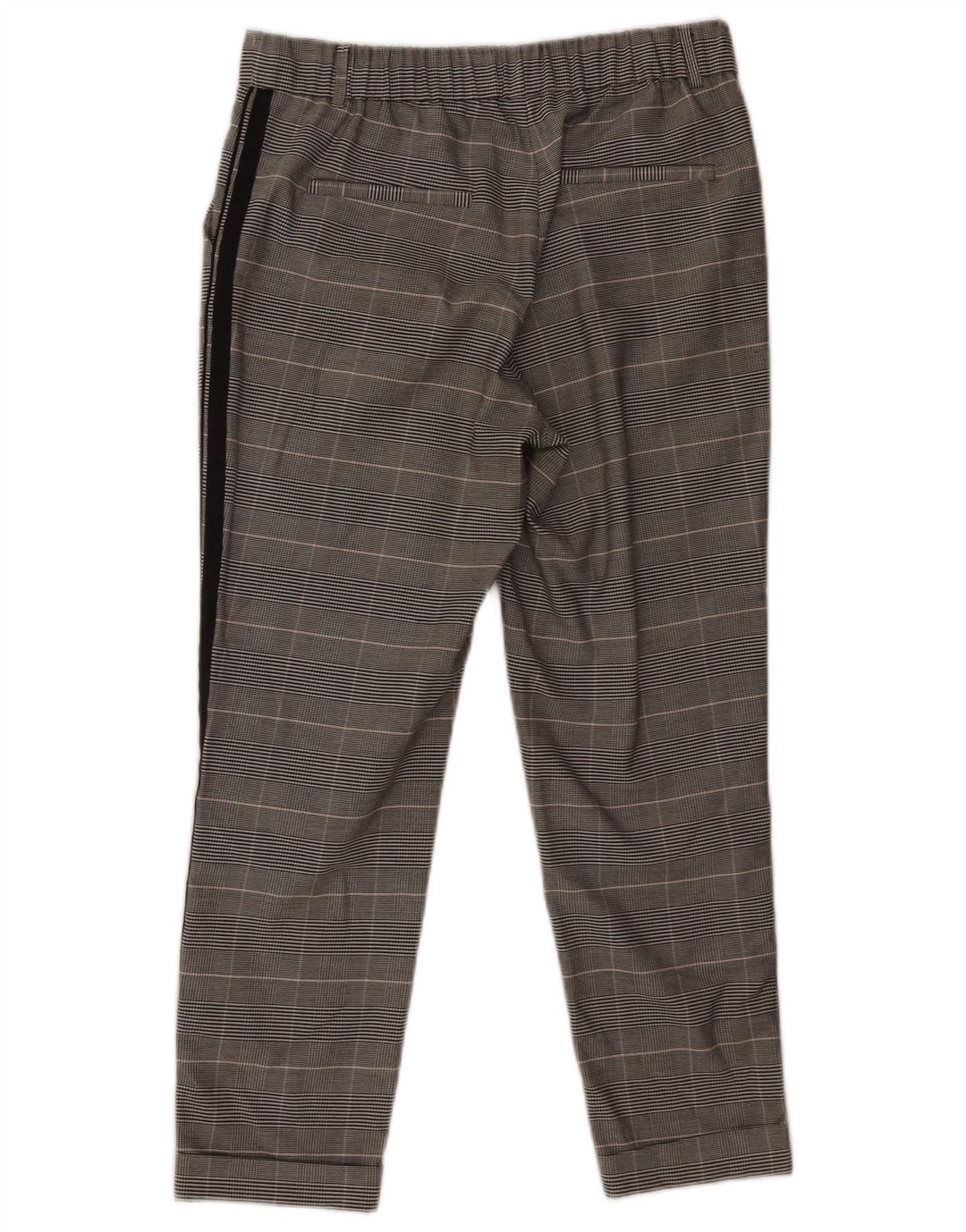 ZARA Womens Straight Cropped Trousers Small W28 L24 Grey Houndstooth