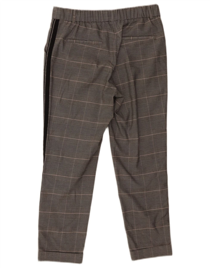 ZARA Womens Straight Cropped Trousers Small W28 L24 Grey Houndstooth