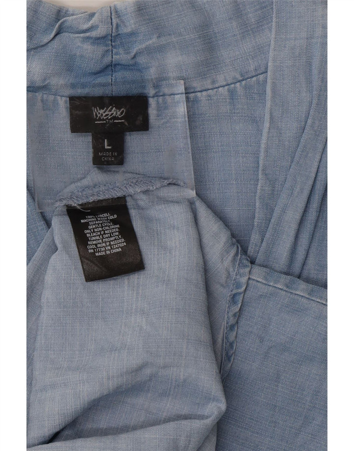 MOSSIMO Womens Long Sleeve Blouse Top UK 16 Large Blue Lyocell Vintage Mossimo and Second-Hand Mossimo from Messina Hembry 