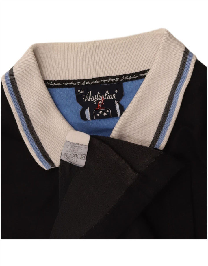 AUSTRALIAN L'ALPINA Mens Polo Shirt IT 56 2XL Black Colourblock