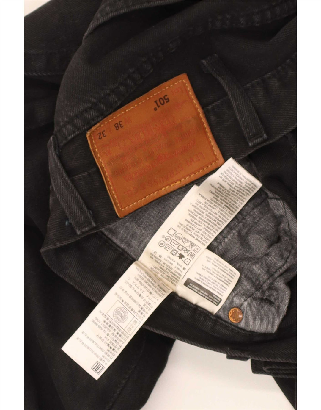 Levi's muške 501 ravne traperice W38 L32 crni pamuk