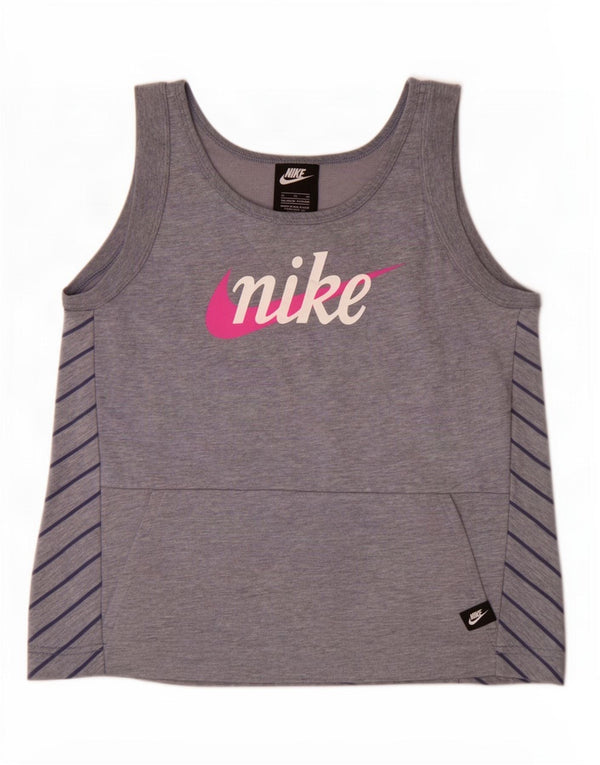 Nike Girls Graphic Vest Top 13-14 Years XL Blue Flecked Cotton