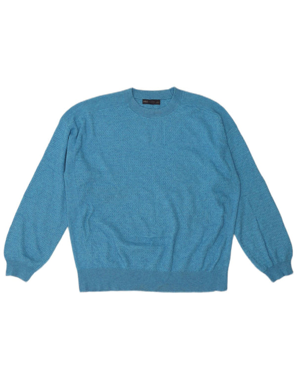 Marks & Spencer Mens Crew Neck Jumper Sweater Large Turquoise Polyester
