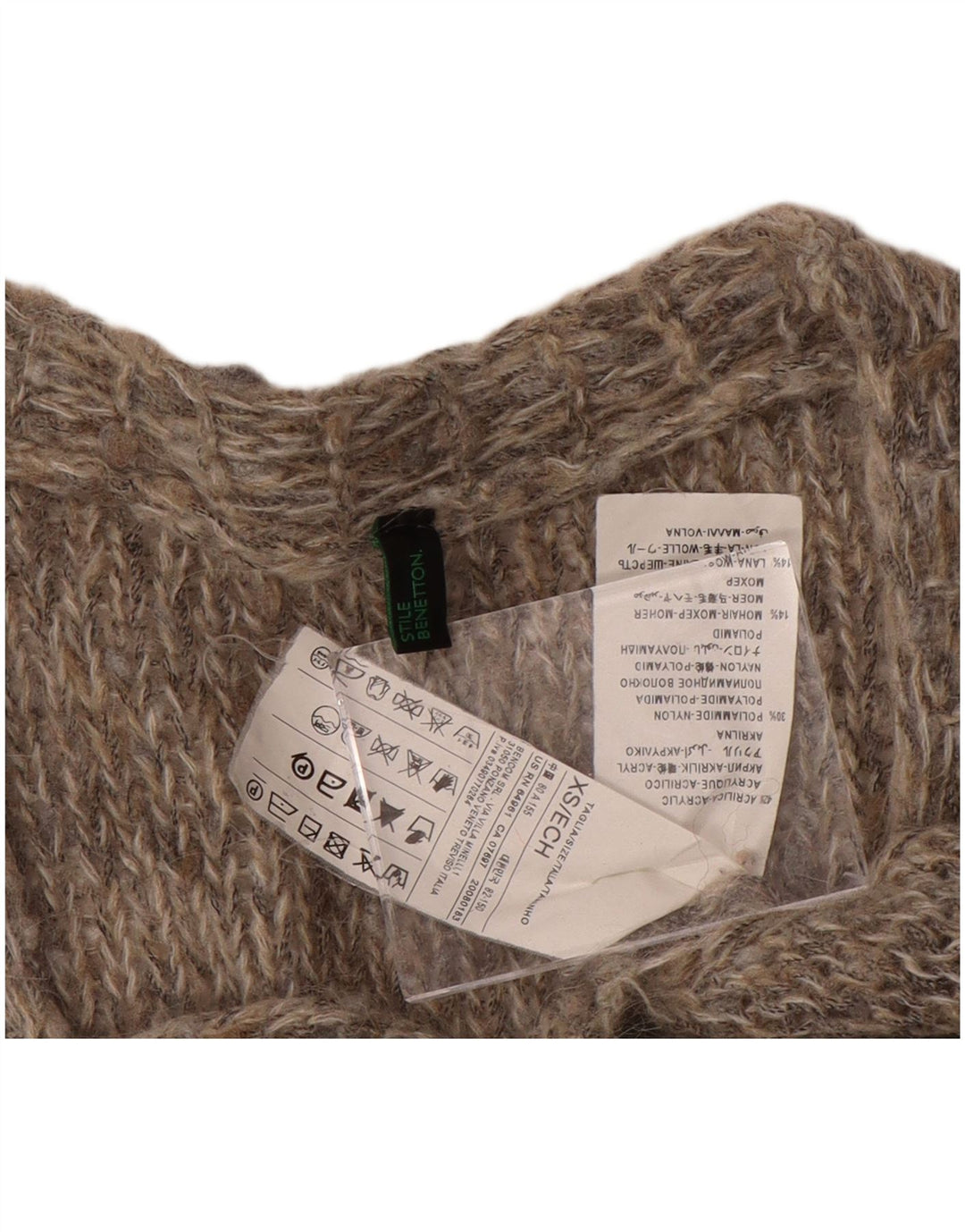 BENETTON ženski prekomjerni džemper UK 6 XS sivi akril