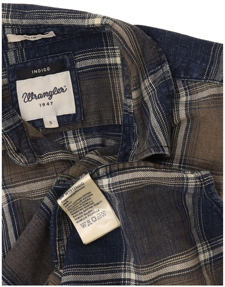 Wrangler muška indigo karirana tanka flanelska košulja, mali tamnoplavi karirani