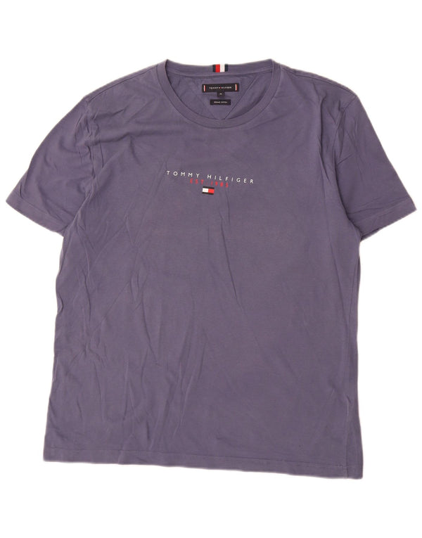 Tommy Hilfiger Top XL majica kratkih rukava s grafikama, ljubičasti pamuk