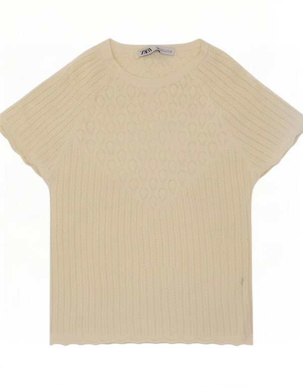 Zara ženska majica kratkih rukava UK 14 Large Off White