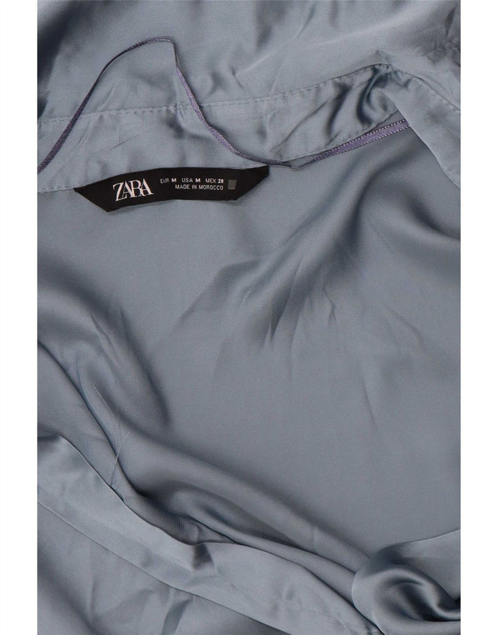 Zara ženska košulja bluza UK 14 srednje plavi poliester
