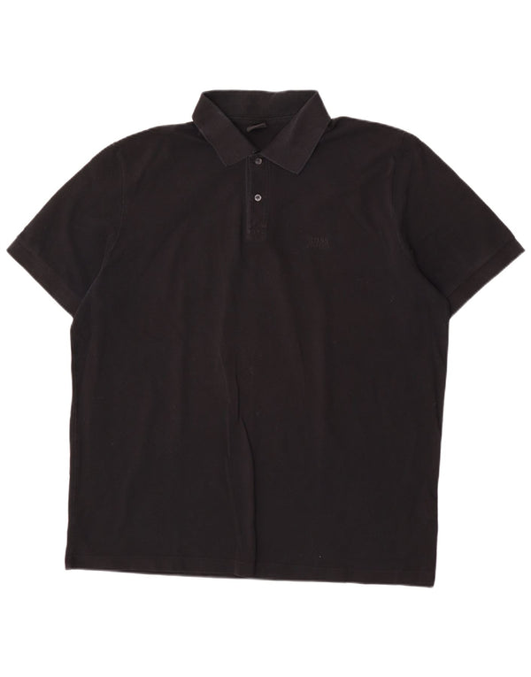 Hugo Boss Mens Polo Shirt 2XL Black Cotton