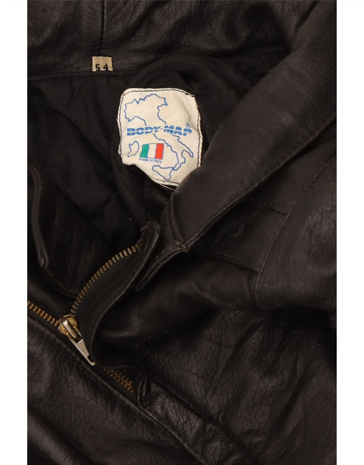 Vintage muška kožna jakna IT 54 2XL crna koža