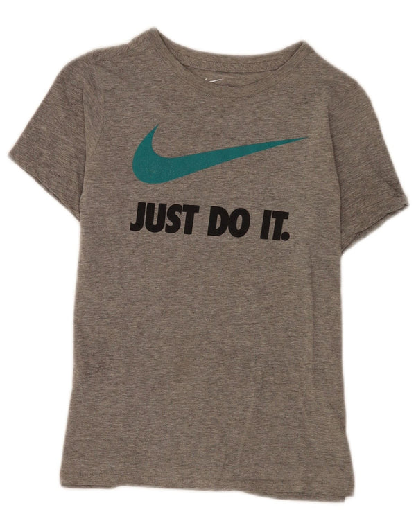 Nike Boys Athletic Fit Graphic T-Shirt T-Shirt Top 9-10 Years Medium Grey Flected