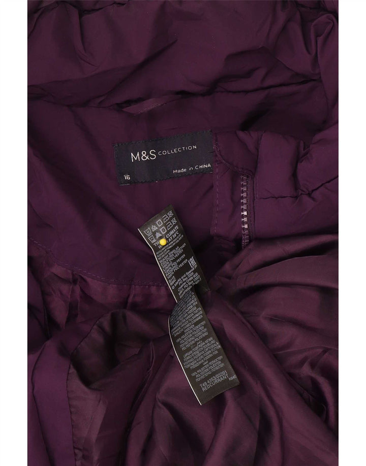 Marks & Spencer ženski podstavljeni kaput s kapuljačom UK 16 veliki ljubičasti poliester