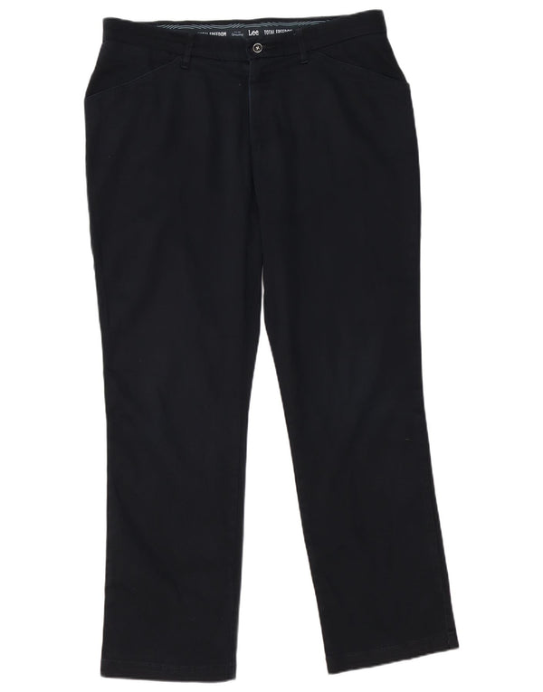 Lee ženske chino hlače s visokim strukom Total Freedom US 14 XL W34 L30 crne