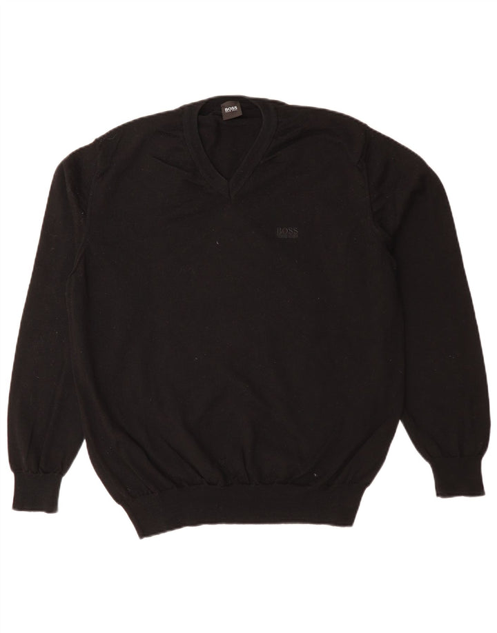 HUGO BOSS Muški džemper s V-izrezom srednje crne boje